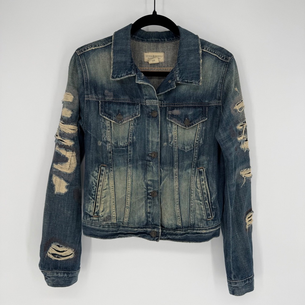 DENIM & SUPPLY RALPH LAUREN DISTRESSED DENIM JACKET SMALL JEAN JACKET STREETWEAR